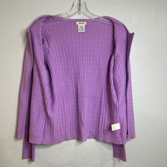 St. John’s Bay Purple Ribbed Zip-Up Knit Cardigan Sweater Stretch Size L - Picture 9 of 14